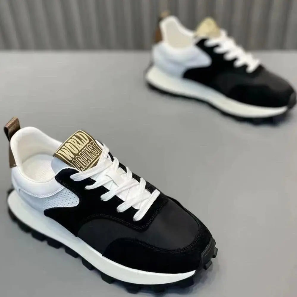 New vulcanized wedged sneakers men laced up sports shoes man casual non slip trainers comfortable jogging shoes male sneakers