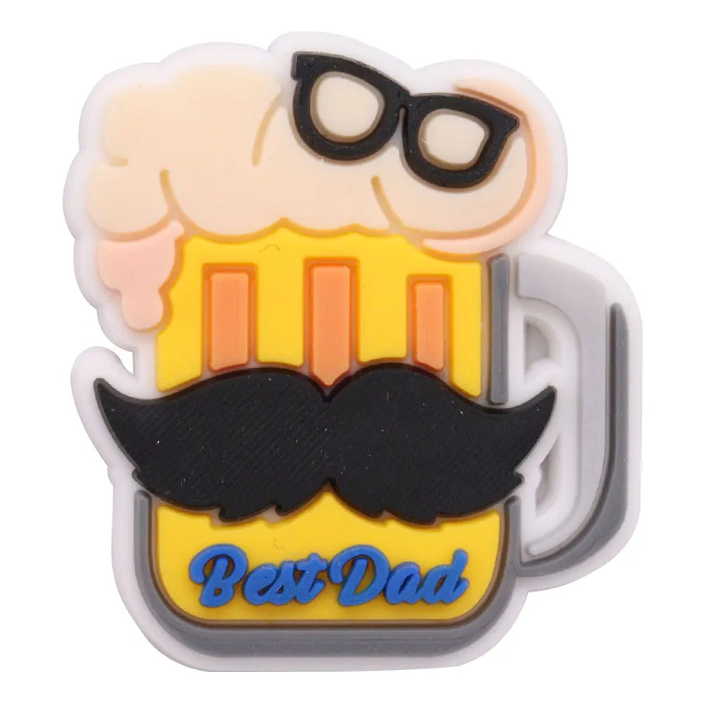 1-34PCS Cartoon Papa Happy Father's Day Best Dad Heart PVC Shoes Charms Accessories Buckle Clog Decorations DIY Bracelet