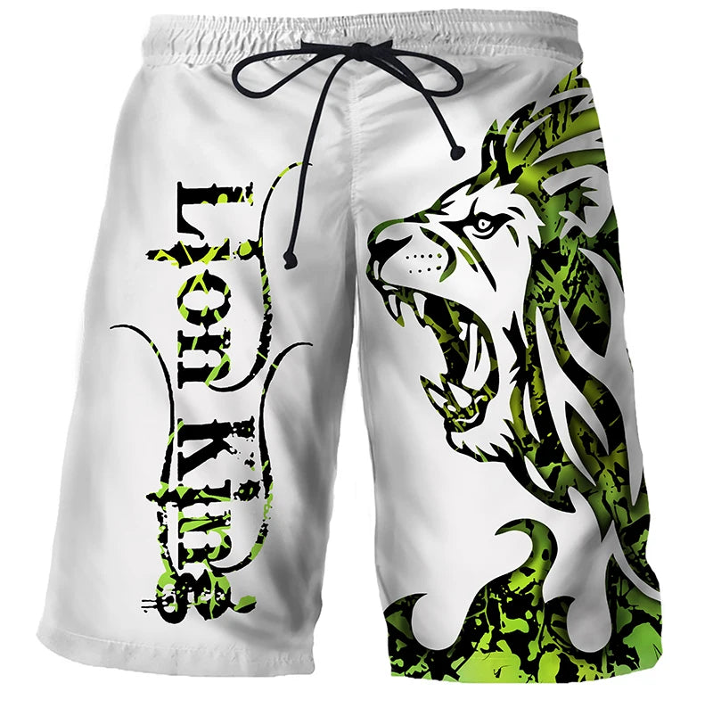 Cool Tiger Lion Wolf Summer Swimwear Shorts Comfortable Surf Board Shorts Quick Dry Swimsuit Sport Trunks Men's Beach Shorts Boy