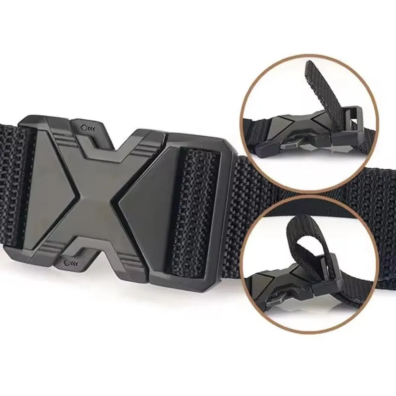 2Pcs Men's Belt Army Outdoor Hunting Tactical Outdoor Mountaineering Multifunctional Tactical Nylon Canvas Woven Trouser Belts