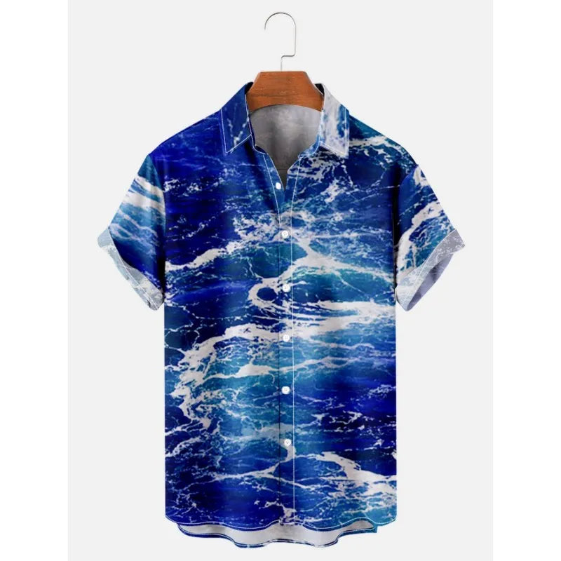 2023 Men's Hawaiian Shirt Cat Printed Short Sleeve Tops Beach Vacation Sunset Harajuku Clothing Casual Unisex Style Shirts
