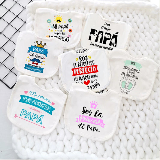 Father's Day Baby Bibs Happy Father's Day Print Infant Bib Newbron Shower Gift Boys Girls Burp Cloths Toddler Bibs Baby Stuff