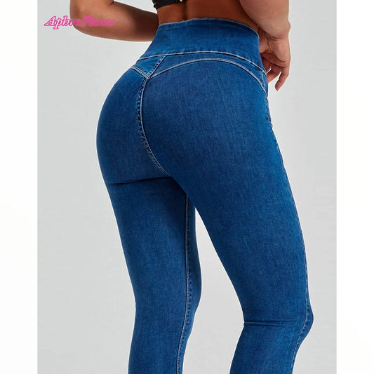Temperament Commuter Pants High Waist Slimming Multi Button Jeans New stretch jeans for women Slim fit jeans