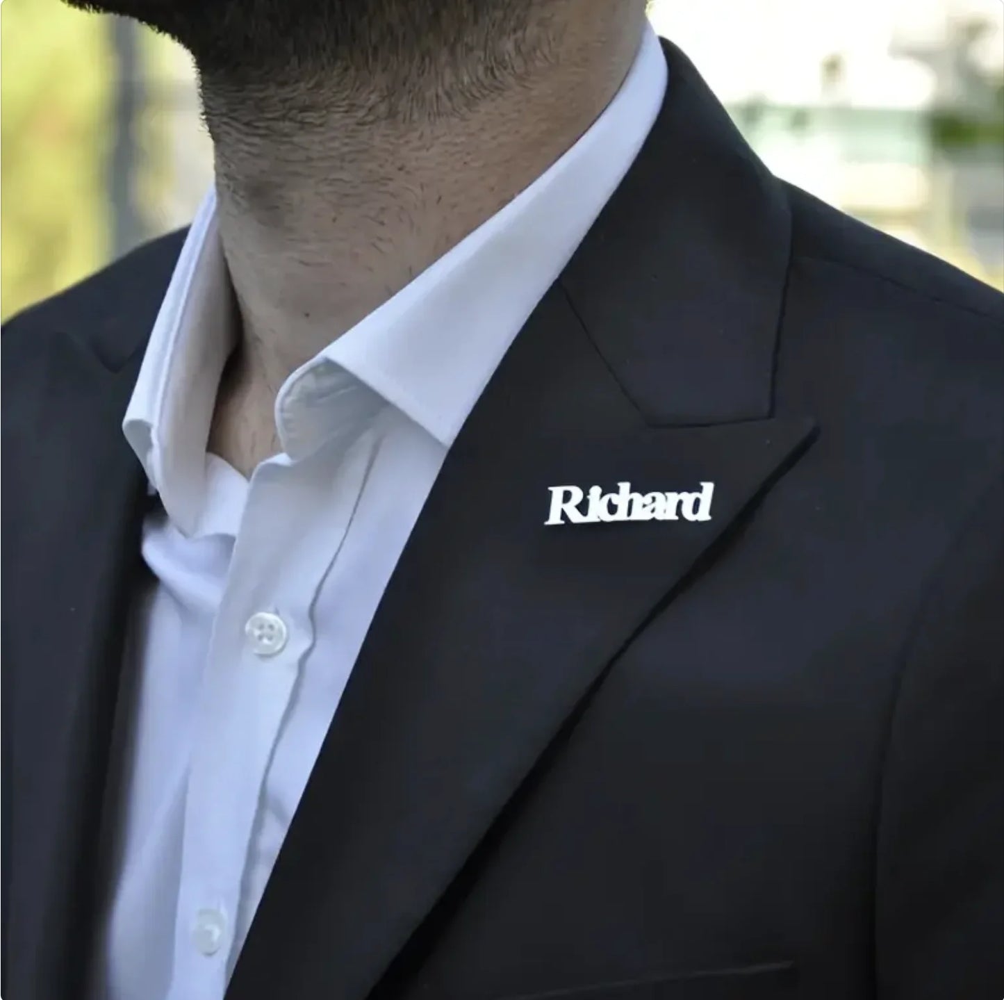 Elegant Custom Men'S Name Lapel Pin - Stainless Steel, Perfect For Suits & Shirts, Ideal Father'S Day Gift