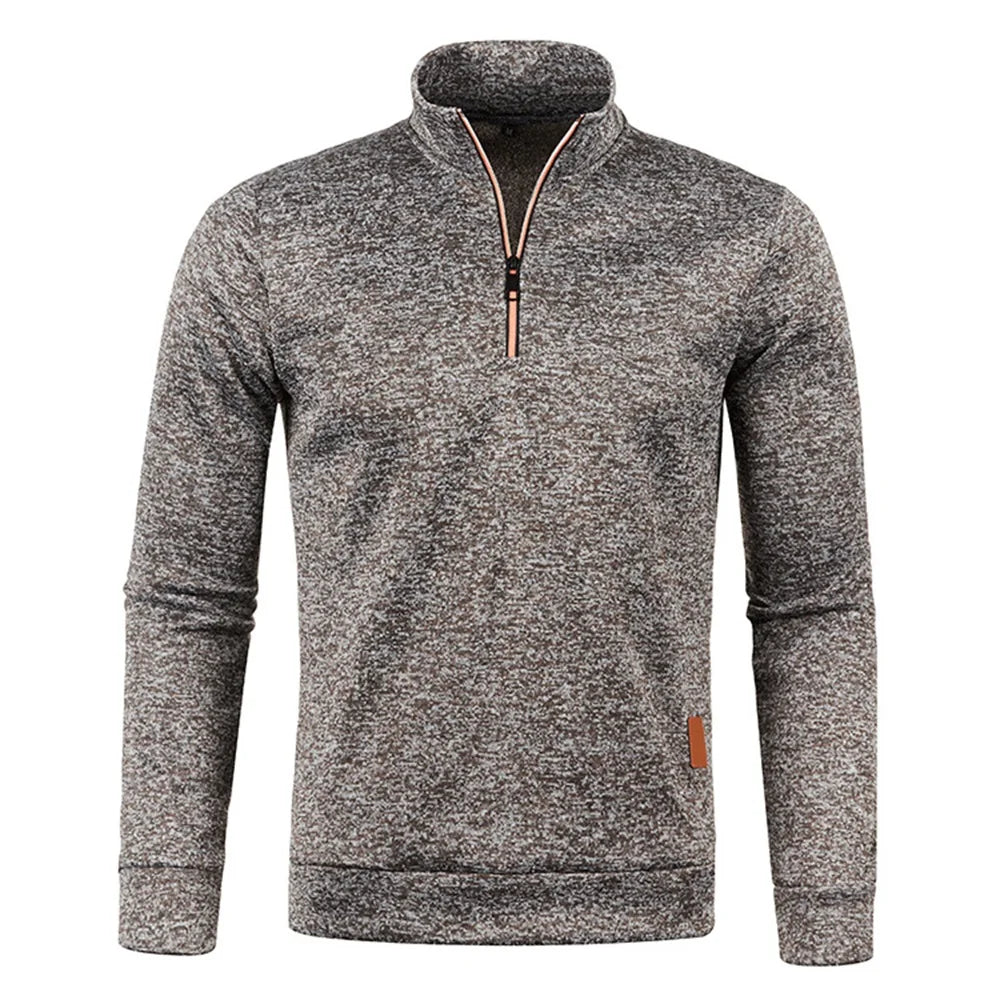 Men's Stand Collar Pullover Zipper Twist Knit Pullover Men's Thicker Sweatshirts Autumn Solid Color Turtleneck Sweaters