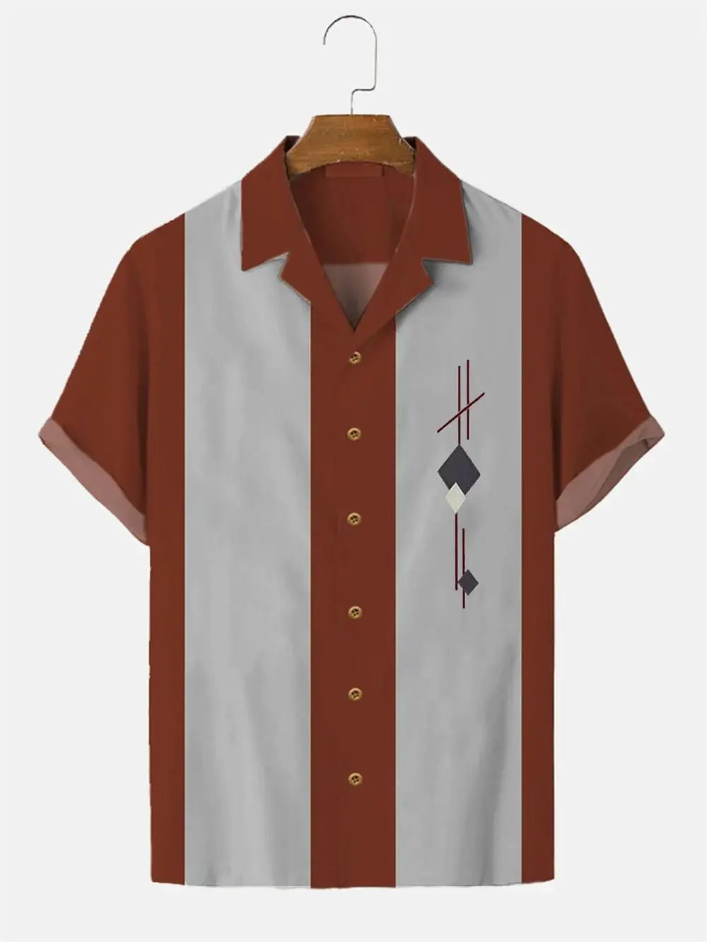 Stripes Simple Casual Dress Shirts European Size Men's Hawaiian Fashion Short Sleeve Loose Breathable Top Button Summer