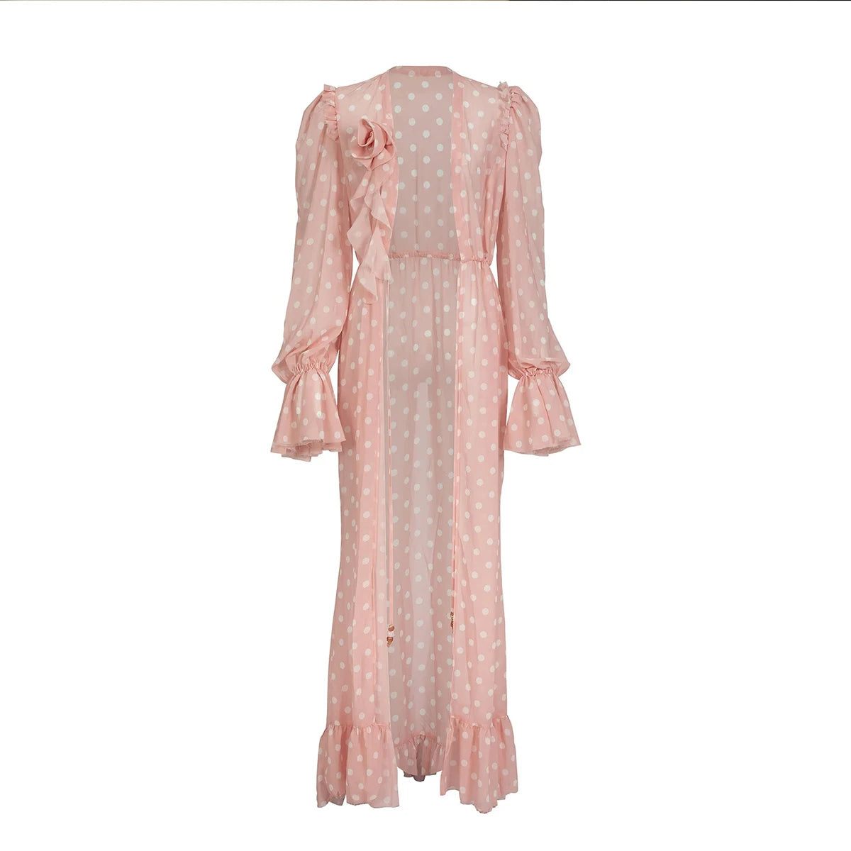 Pink Dot Print Cover-Ups Bikinis 2025 Sexy Women Swimsuits Swimwear Female Bikini Set Bathing Suit Swimming Suits Mesh Dress