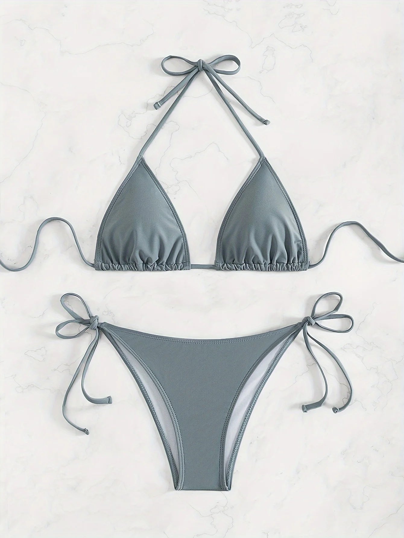 ZTVitality Sexy Solid Swimwear Thong Bikini Set 2025 New Bandage Halter Women's Swimsuit Summer 2 Piece Bathing Suit Biquini