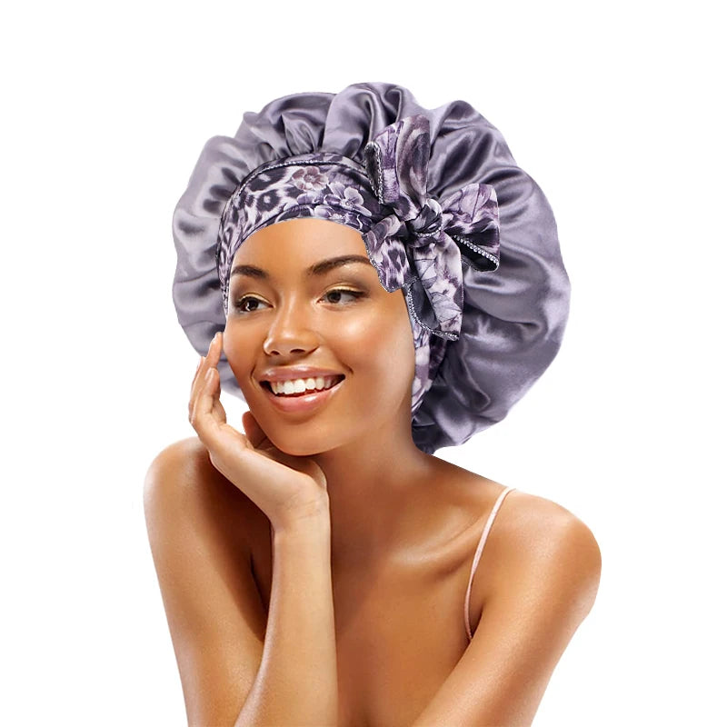Women's Lace-up Satin Bonnet With Wide Stretch Ties Band Long Tail Bonnet Satin Cheveux Nuit Silky Sleeping Night Cap Bonnets