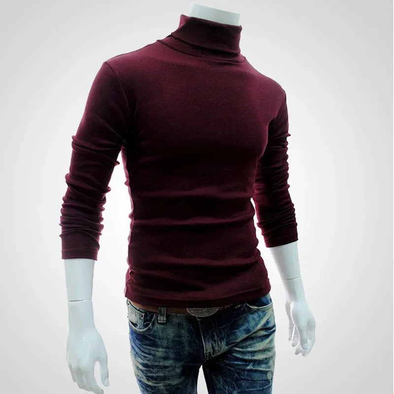 Spring Thin Men Turtleneck Sweaters Black Pullovers Clothing for Men Cotton Harajuku Knitted Sweater Male Solid Pull Hombre Tops