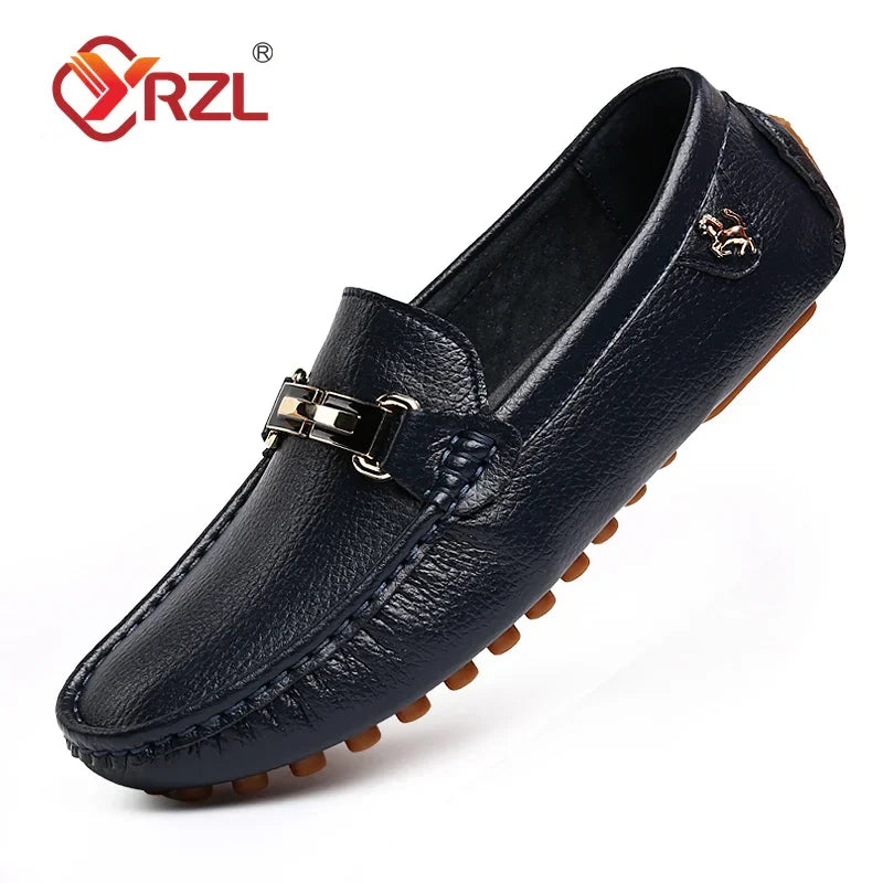 YRZL Loafers Men Handmade PU Leather Loafer Casual Driving Flats Slip-on Shoes Luxury Comfy Moccasins White Loafers Shoes Men