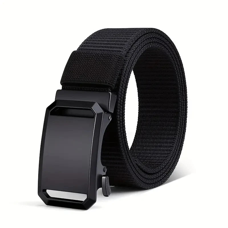 Men's Belt Automatic Metal Buckle Nylon Webbing Outdoor Work Tactical Belt Toothless Automatic Buckle Casual Sports Canvas Belts