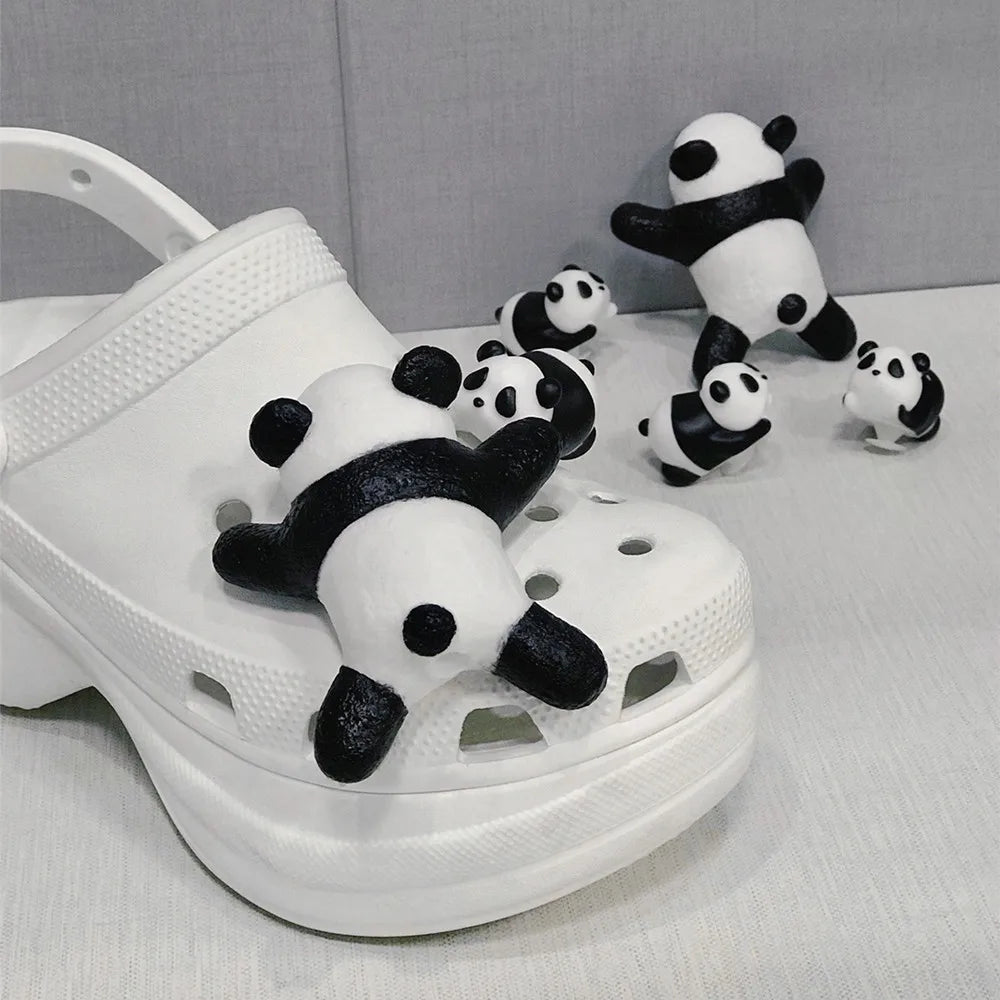 New Cute Panda Sports Sandals Accessory Cartoon DIY Decorative 3D Buckle Accessory Shoes Flower Summer Slippers Decorative