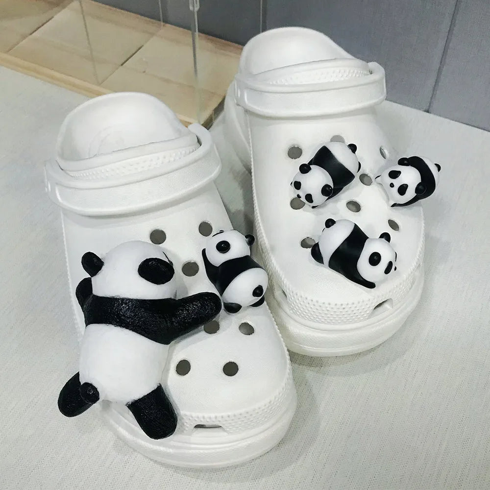 New Cute Panda Sports Sandals Accessory Cartoon DIY Decorative 3D Buckle Accessory Shoes Flower Summer Slippers Decorative