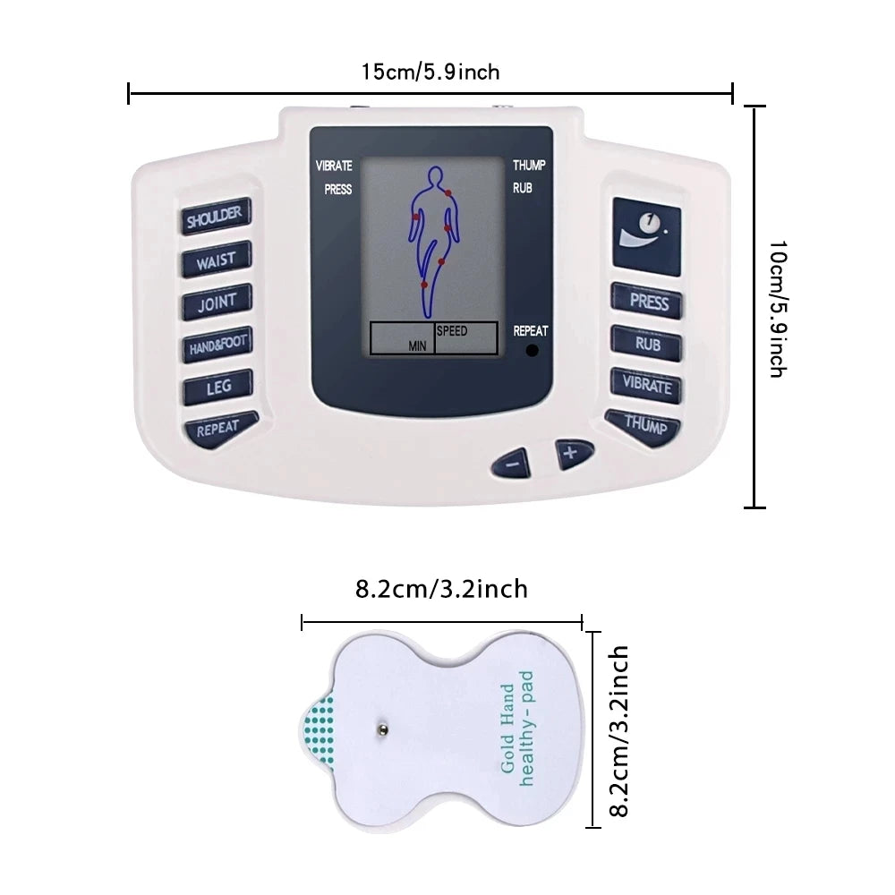 8 Modes EMS Electric Muscle Stimulator Tens Unit Machine with Hand Foot Massage Electrostimulator Pulse Massager for Body 8 Pads