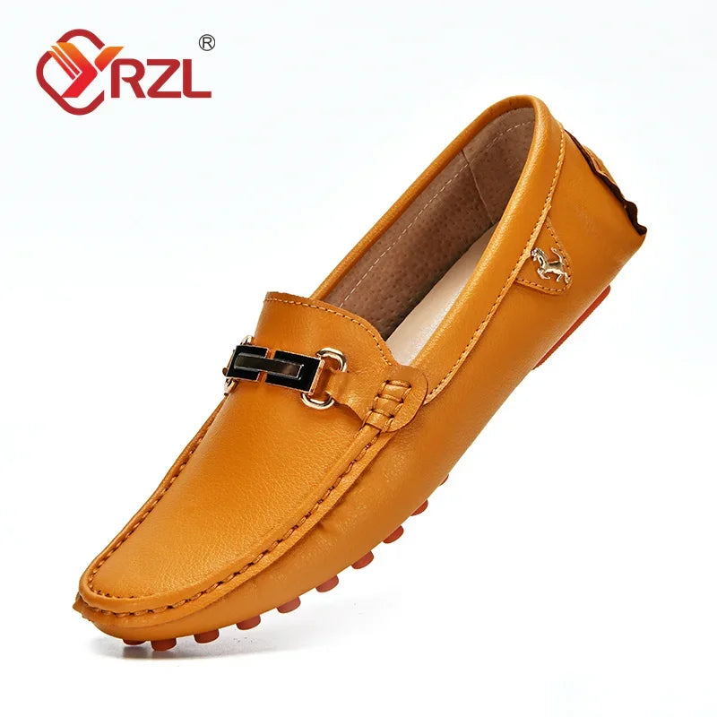 YRZL Loafers Men Handmade PU Leather Loafer Casual Driving Flats Slip-on Shoes Luxury Comfy Moccasins White Loafers Shoes Men