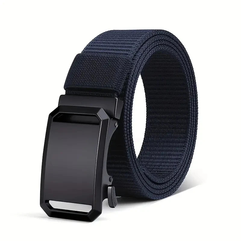 Men's Belt Automatic Metal Buckle Nylon Webbing Outdoor Work Tactical Belt Toothless Automatic Buckle Casual Sports Canvas Belts