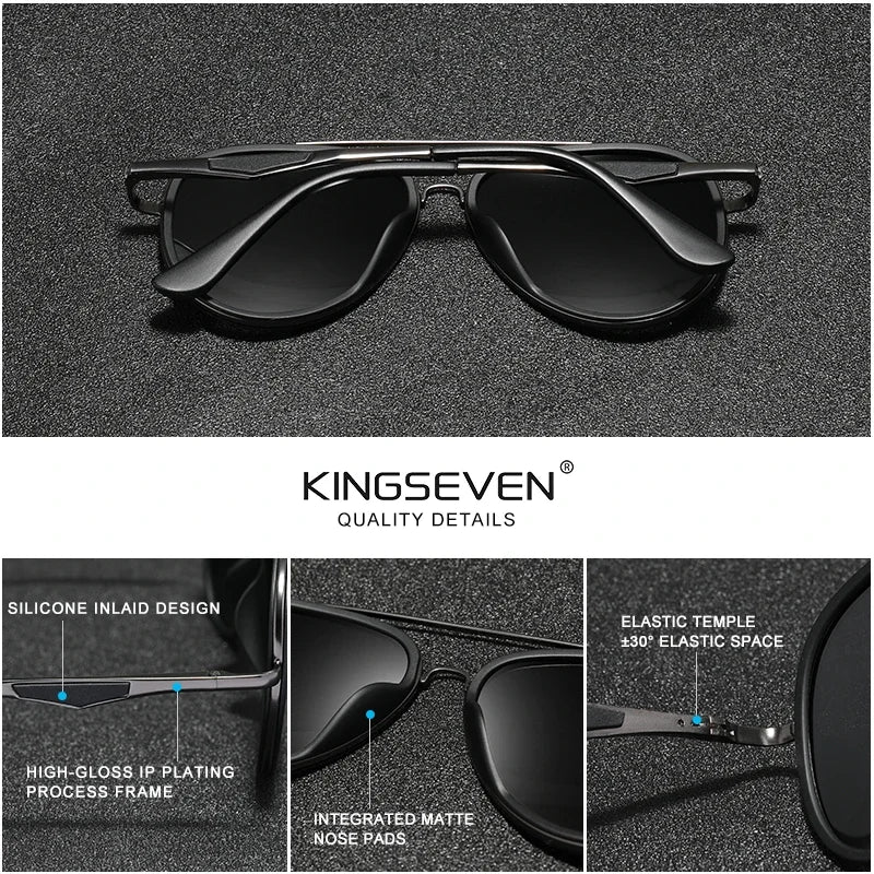 KINGSEVEN Classic Pilot Men's Sunglasses Fashion Polarized Male Glasses Eyewear UV400 Blocking Outdoor Travel Sunscreen Eyewear