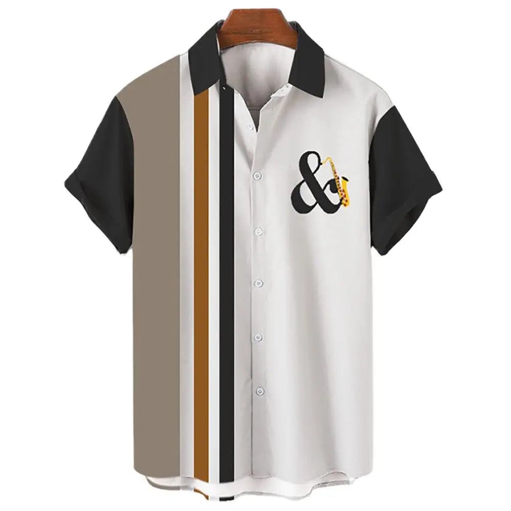 Men's Hawaiian Shirts For Men Casual Musical Instruments 3D Printed Shirts Loose Short-sleeve Beach Blouses Tops Camicias homme