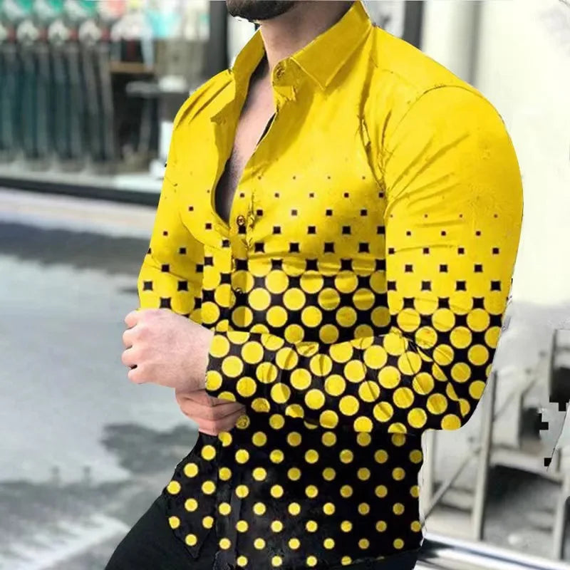 Summer Men's Shirt Long Sleeve Fashion 3D Printed Lapel Casual Luxury Shirt Hawaiian Casual Men's Shirt 2024xs-5xl