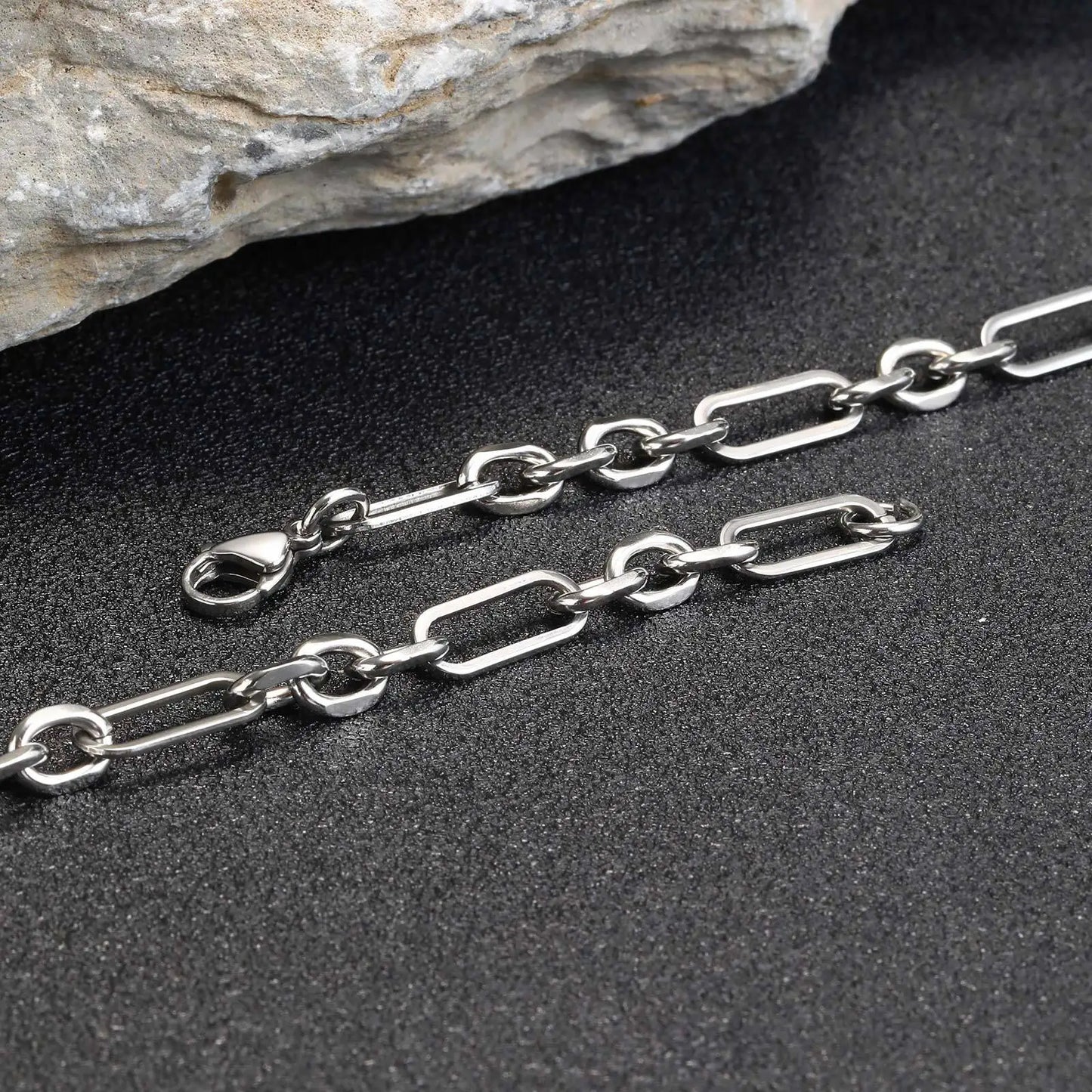 New Stainless Steel Bracelets for Men Boys,Anti Allergy Chain Links Wristband,Hip Hop Trendy Jewelry Gifts to Father BBF