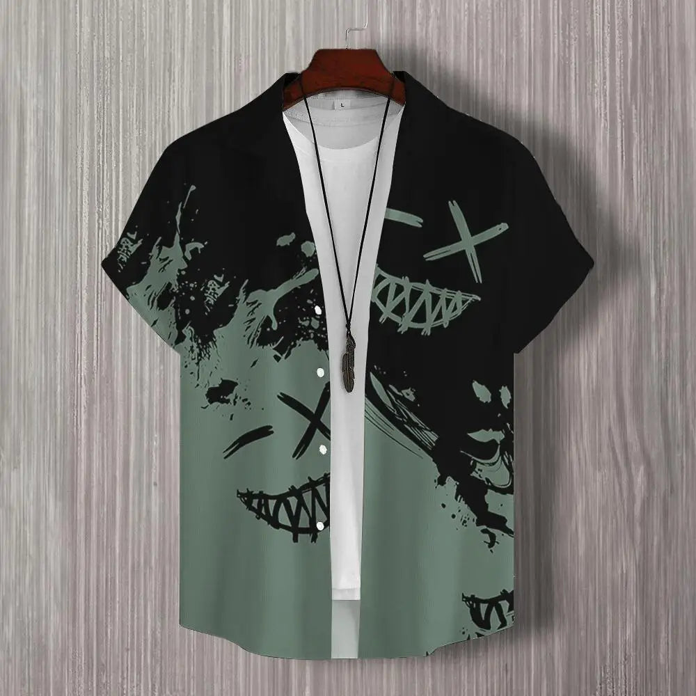 Simple Men's Shirt 3d Patchwork Print Hawaiian Shirts For Men Casual Man Clothes Loose Oversized High Quality Short Sleeve Shirt