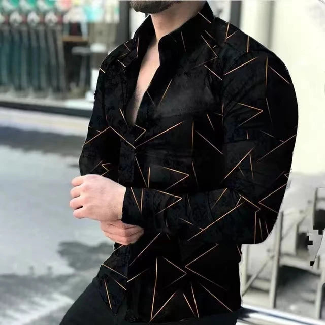 Summer Men's Shirt Long Sleeve Fashion 3D Printed Lapel Casual Luxury Shirt Hawaiian Casual Men's Shirt 2024xs-5xl