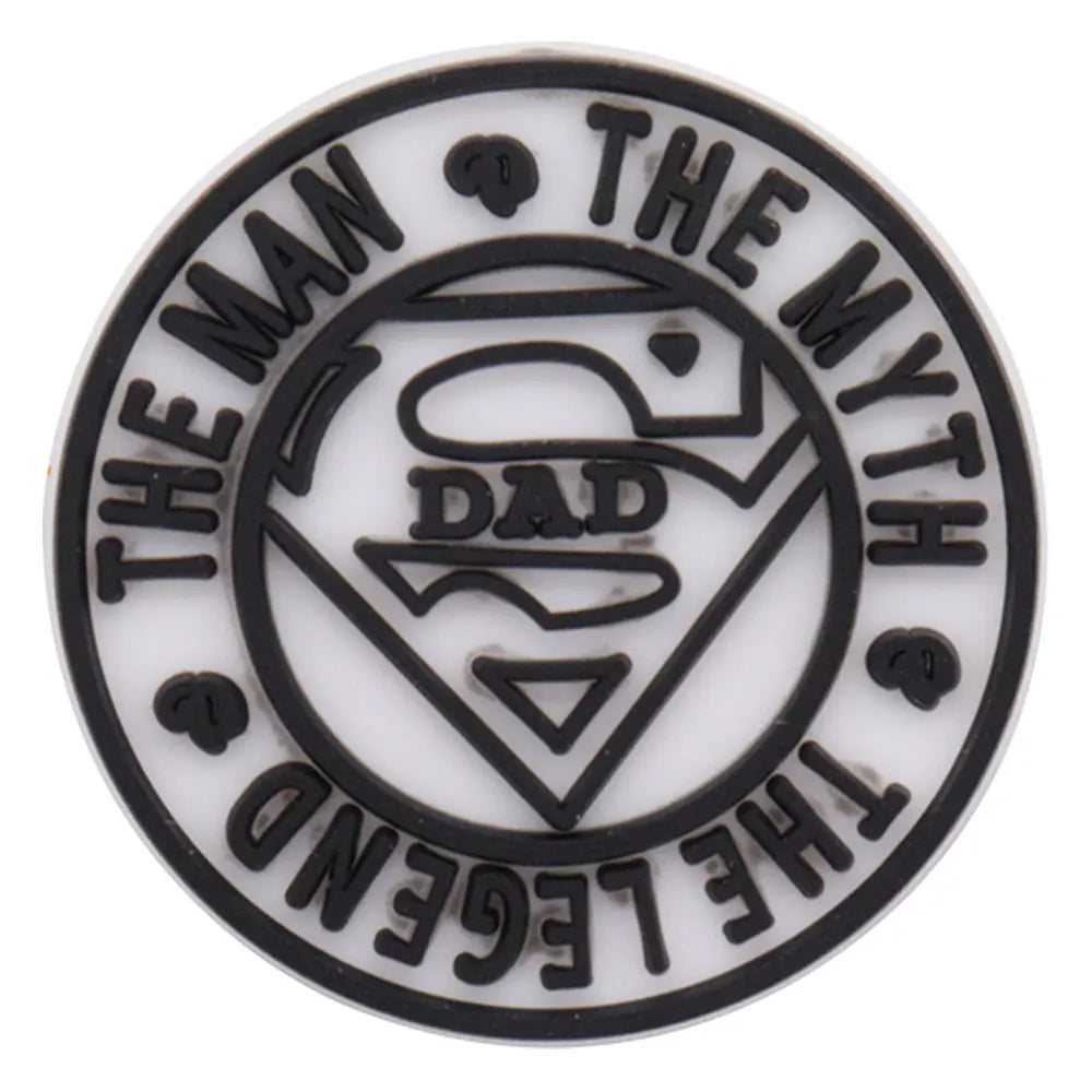 1-34PCS Cartoon Papa Happy Father's Day Best Dad Heart PVC Shoes Charms Accessories Buckle Clog Decorations DIY Bracelet