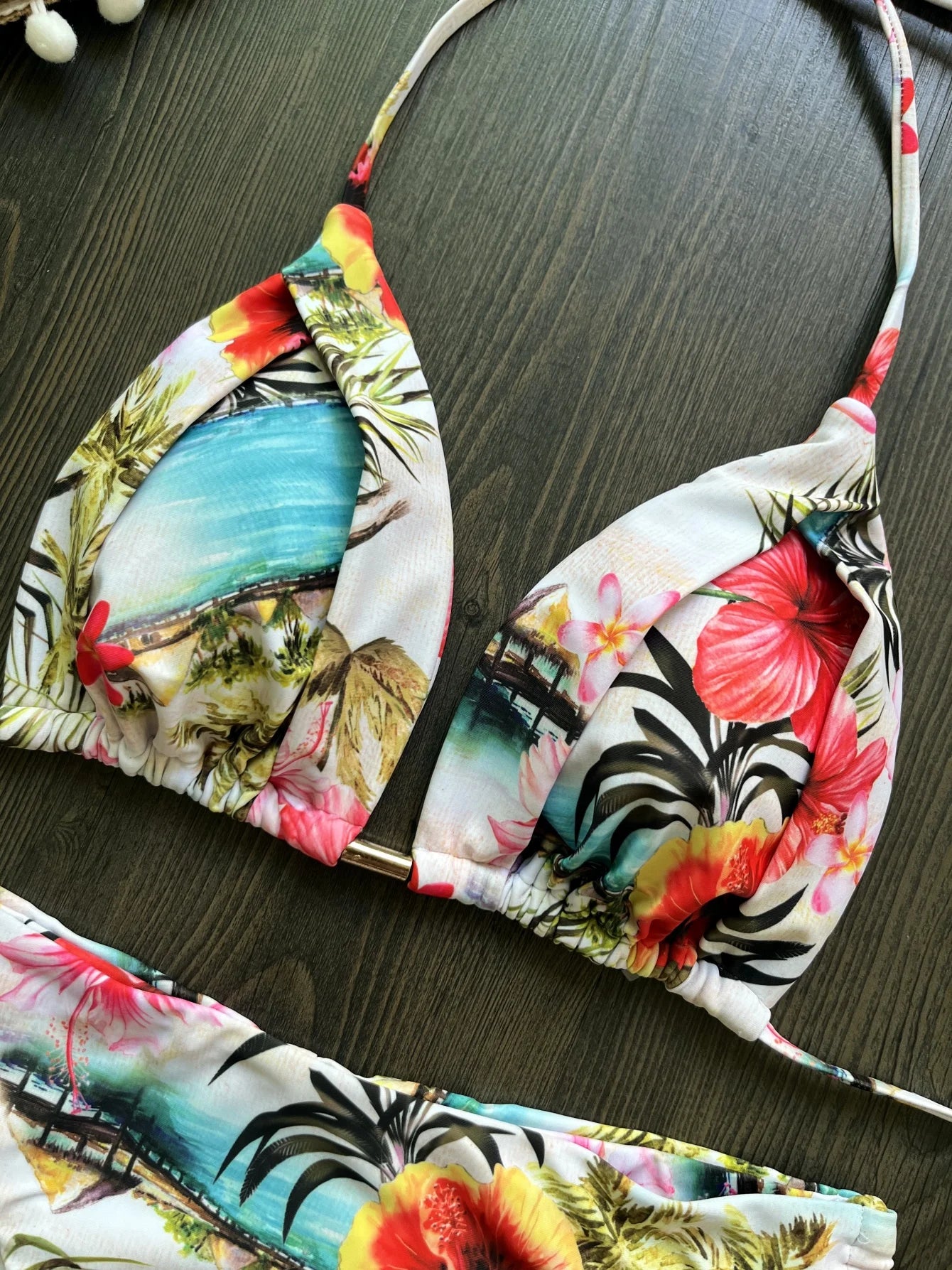 RUOTONSEPT New Sexy Botany Print Bikinis Set Women's Swimsuit Two-piece Triangle Halter Swimwear Bathing Suit Brazilian Biquinis
