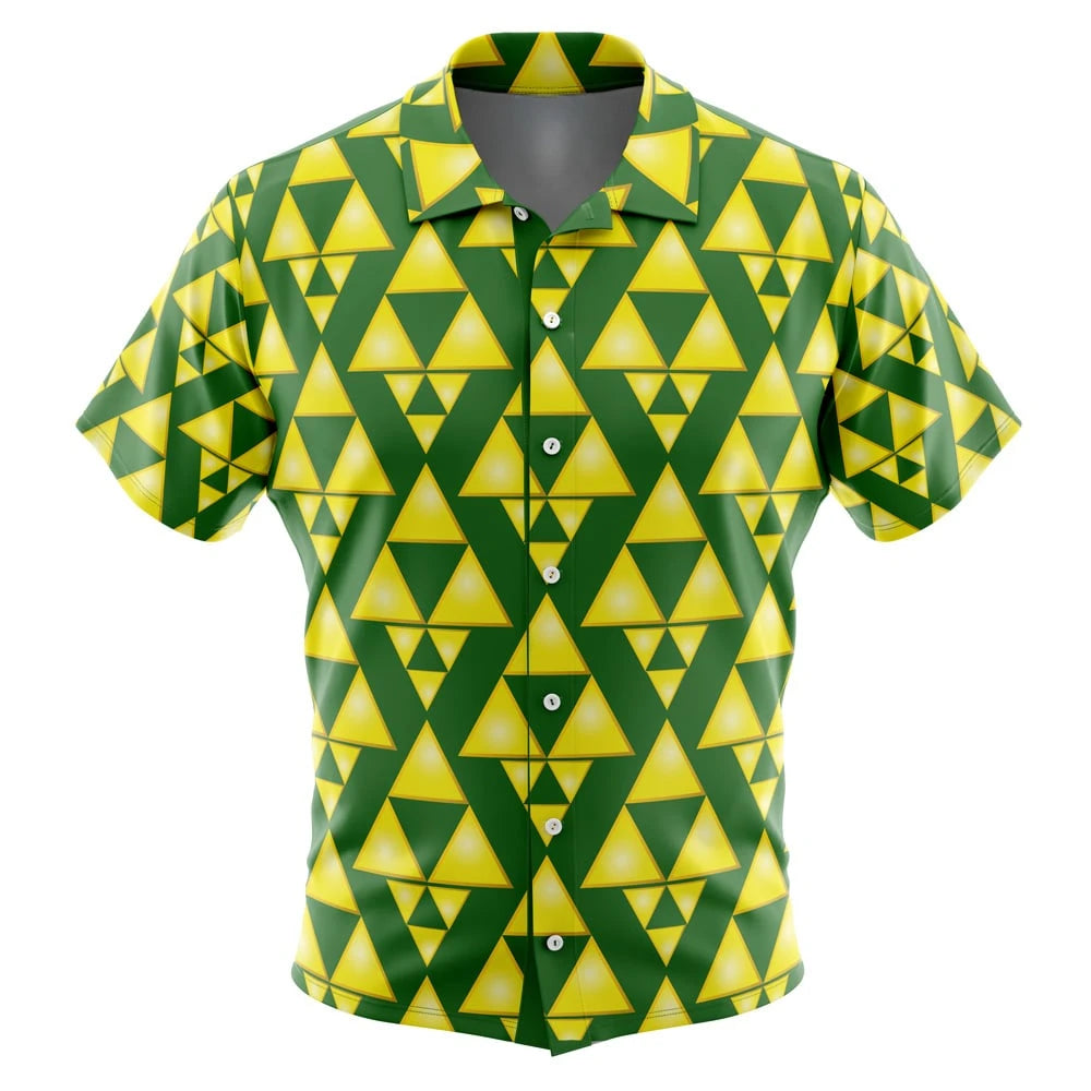 Tri Force Zelda Button Up Hawaiian ShirtFashion Trend Breathable Loose Versatile Casual Sports Summer Men