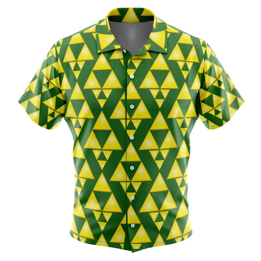 Tri Force Zelda Button Up Hawaiian ShirtFashion Trend Breathable Loose Versatile Casual Sports Summer Men
