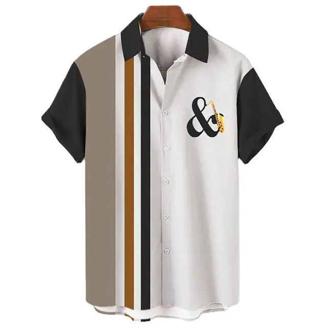 Men's Hawaiian Shirts For Men Casual Musical Instruments 3D Printed Shirts Loose Short-sleeve Beach Blouses Tops Camicias homme