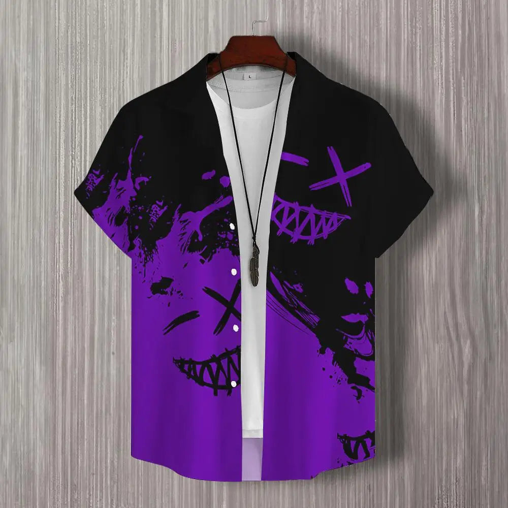 Simple Men's Shirt 3d Patchwork Print Hawaiian Shirts For Men Casual Man Clothes Loose Oversized High Quality Short Sleeve Shirt