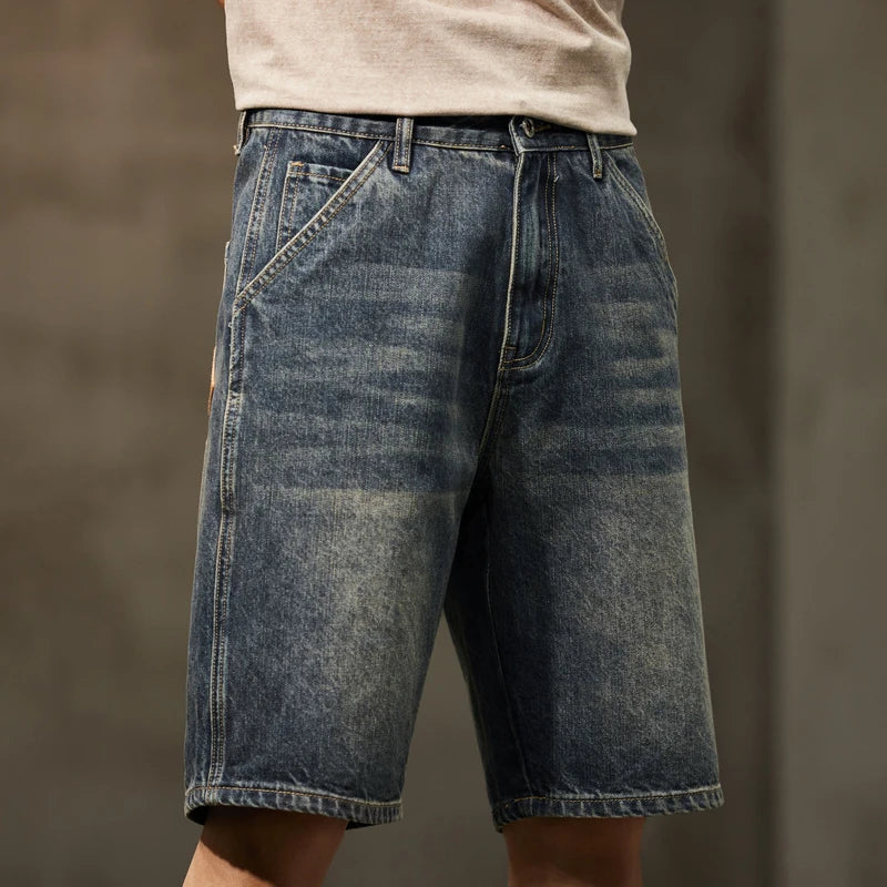 Men Summer Short Jeans Denim Shorts Loose Fit Wide Leg Baggy Jeans Knee Length Pants Casaul Large Size Oversized 42 Men's Shorts