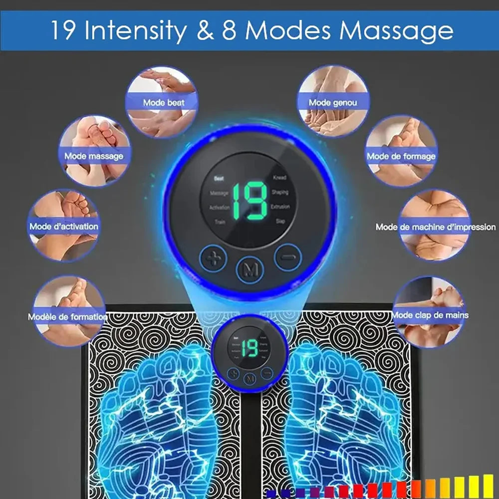 Intelligent foot massage pad 8 modes 19 levels of multifunctional foot massage fatigue relief massage instrument USB charging