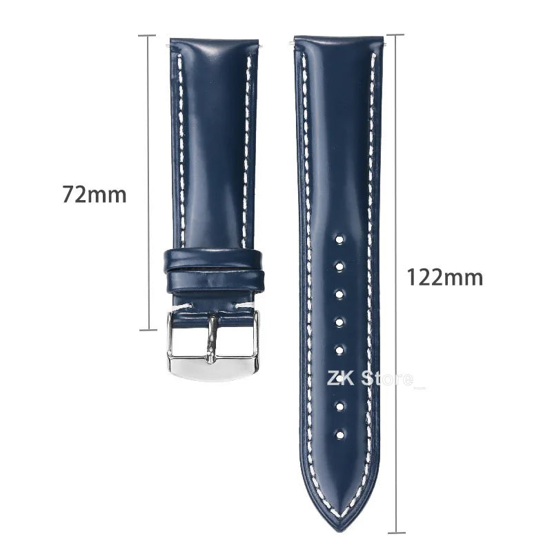 Glossy Cowhide Strap for Omega for Seiko Brown Black Green Watch Band 20mm 22mm Genuine Cordovan Wristband Men's Accessories