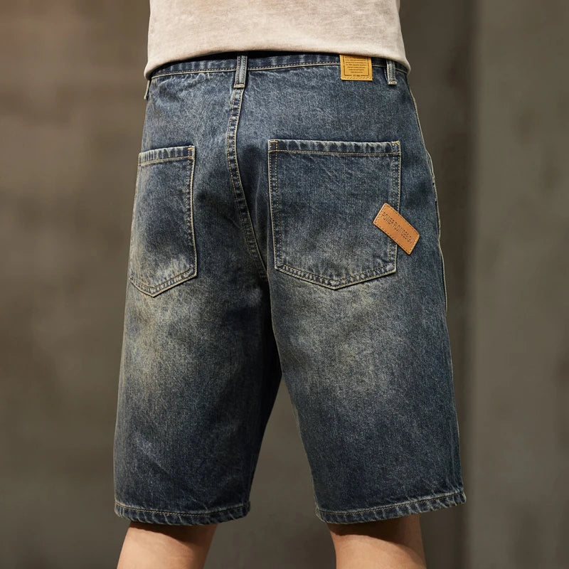 Men Summer Short Jeans Denim Shorts Loose Fit Wide Leg Baggy Jeans Knee Length Pants Casaul Large Size Oversized 42 Men's Shorts