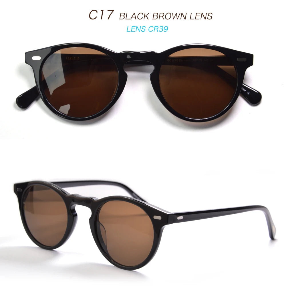 Gregory Peck OV5186 Vintage Round Men Sunglasses Frame Transparent Trendy Cicle Sunglasses for Women Polarized Round Sunglasses