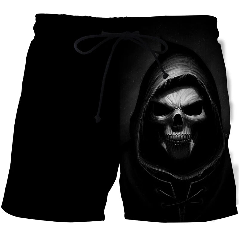 New Men's Skull 3D Print Beach Shorts Graphic Men's Casual Sports Shorts Summer Surfing Shorts Comfortable Shorts Hip Hop Pants