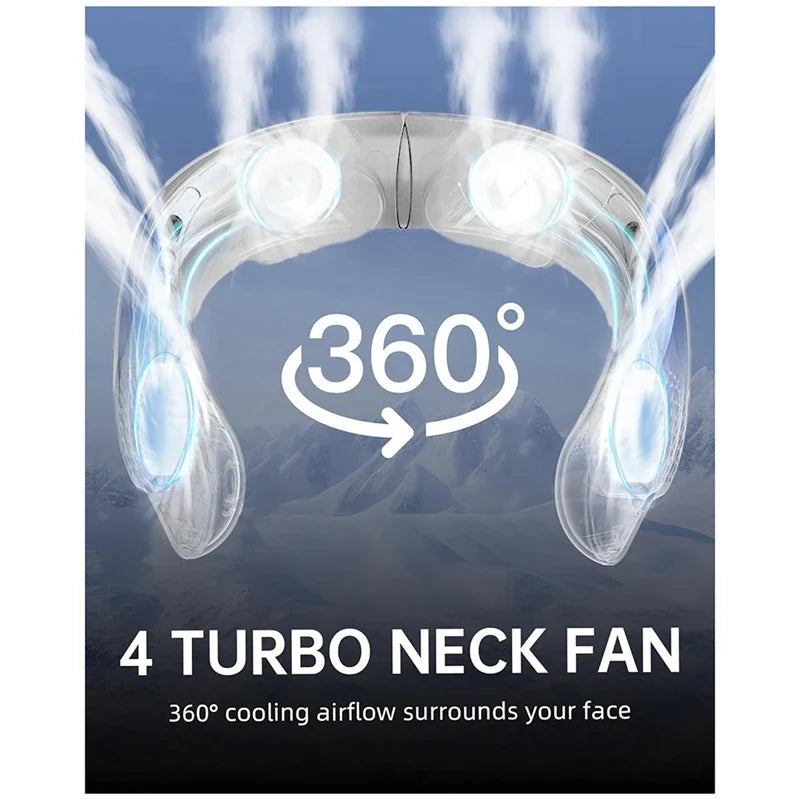 Bladeless Neck Fan,4 Turbo Portable Neck Fan,4000Mah Battery Operated, 360° Cooling Airflow,For Home,Office,Travel