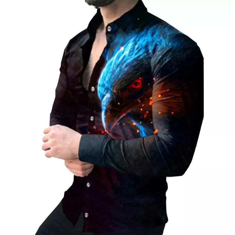 Long sleeved men's Hawaiian shirt beach social 2024 lining high-end men's shirt 3D printed shirt black and white opposition clas