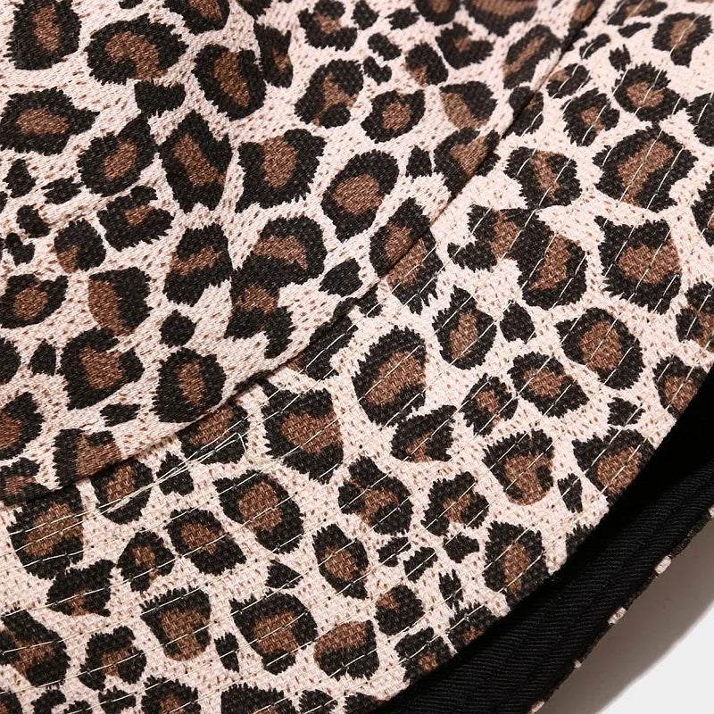 Reversible Bucket Hats Unisex Leopard Print Fisherman Hat Outdoor Sunscreen Beach Travel Hiking Sun Hat For Men Women