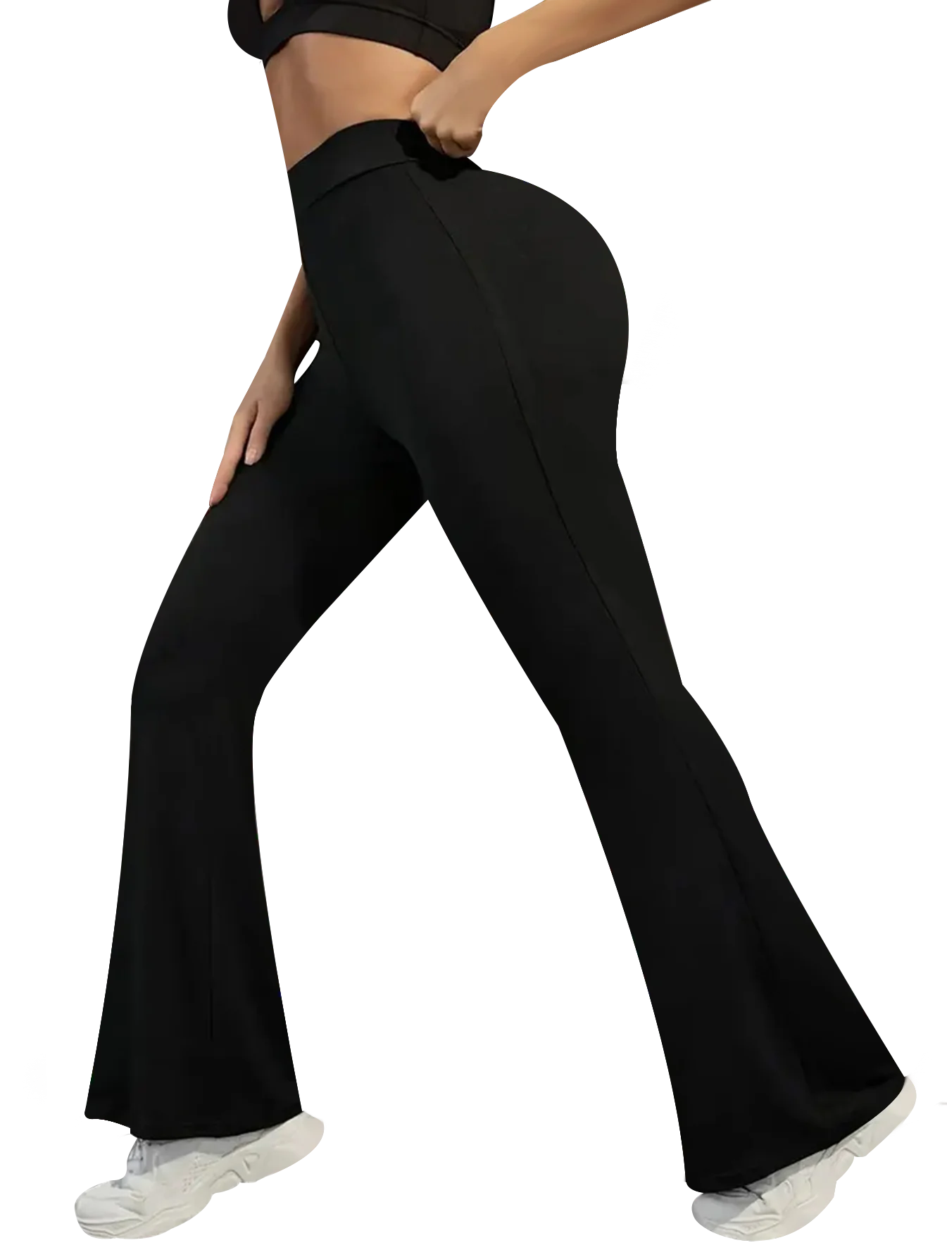 Sexy slim fit flared pants with cross waisted leggings for women, seamless gym running, cycling, knitting, yoga, stretch, hip li