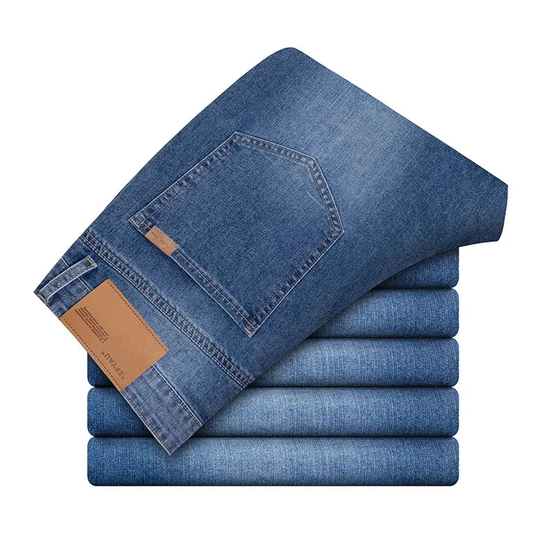 Summer New Casual Men's Ultrathin Jeans Business Breathable Brand Trousers Comfortable Straight Loose Male Denim Pants