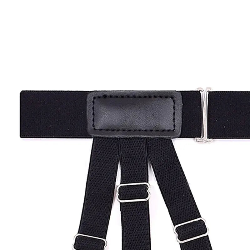 Men's Shirt Garters Adjustable Elastic Leg Suspenders Shirt Holders Straps Belt Crease-Resistance Non-slip Locking Clamps Black