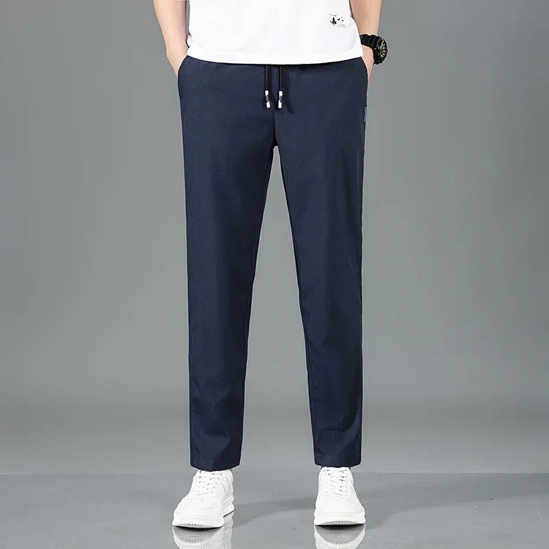 2024 Men's Sports Pants Spring Business Casual Loose Comfortable Drawstring Straight Pants Outdoor Fitness Jogger Men's Pants