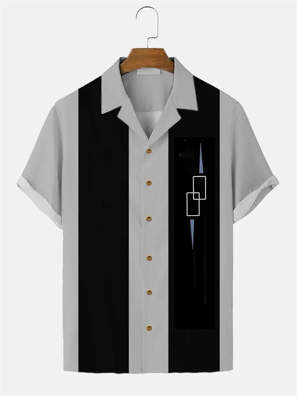 Stripes Simple Casual Dress Shirts European Size Men's Hawaiian Fashion Short Sleeve Loose Breathable Top Button Summer