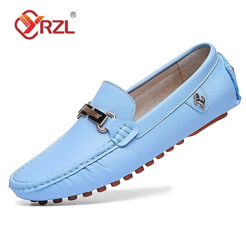YRZL Loafers Men Handmade PU Leather Loafer Casual Driving Flats Slip-on Shoes Luxury Comfy Moccasins White Loafers Shoes Men