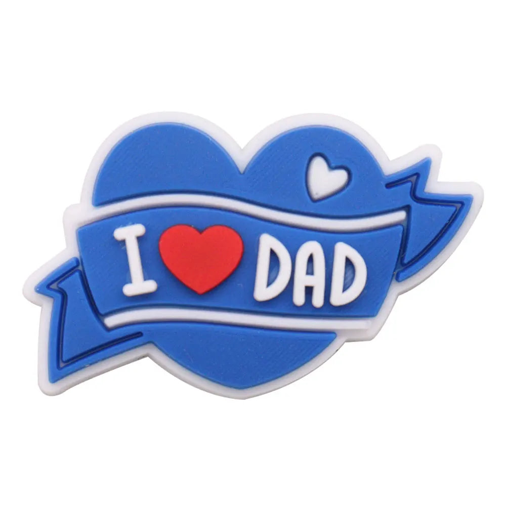 1-34PCS Cartoon Papa Happy Father's Day Best Dad Heart PVC Shoes Charms Accessories Buckle Clog Decorations DIY Bracelet