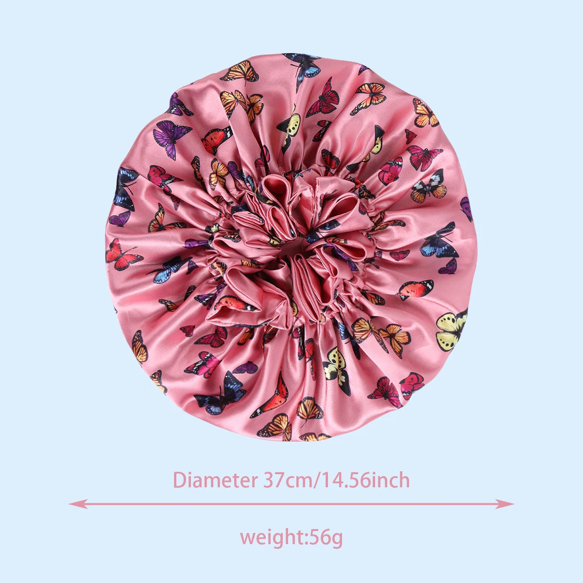 Pink Butterfly Double Layer Adjustable Satin Bonnet Cap Hair Protect Virgin Sleep Bonnet for Women And Girls